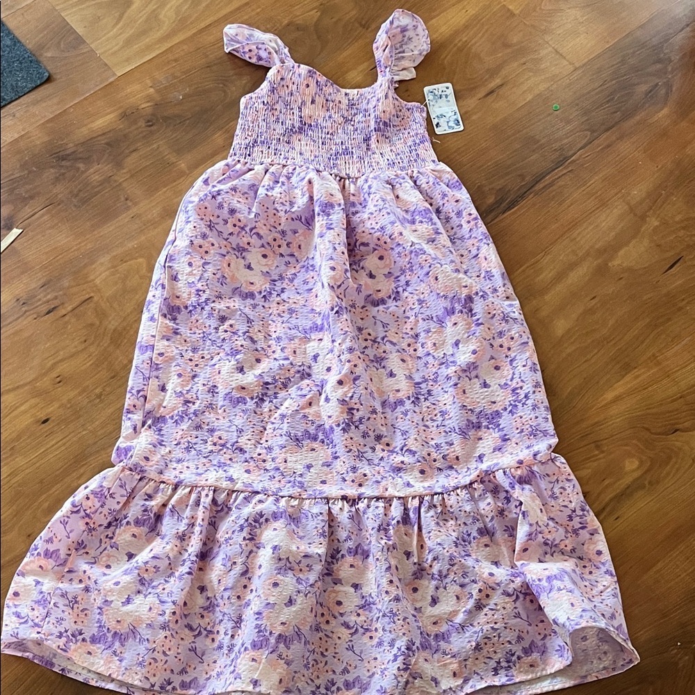 btween Purple Floral Kids Casual Dress